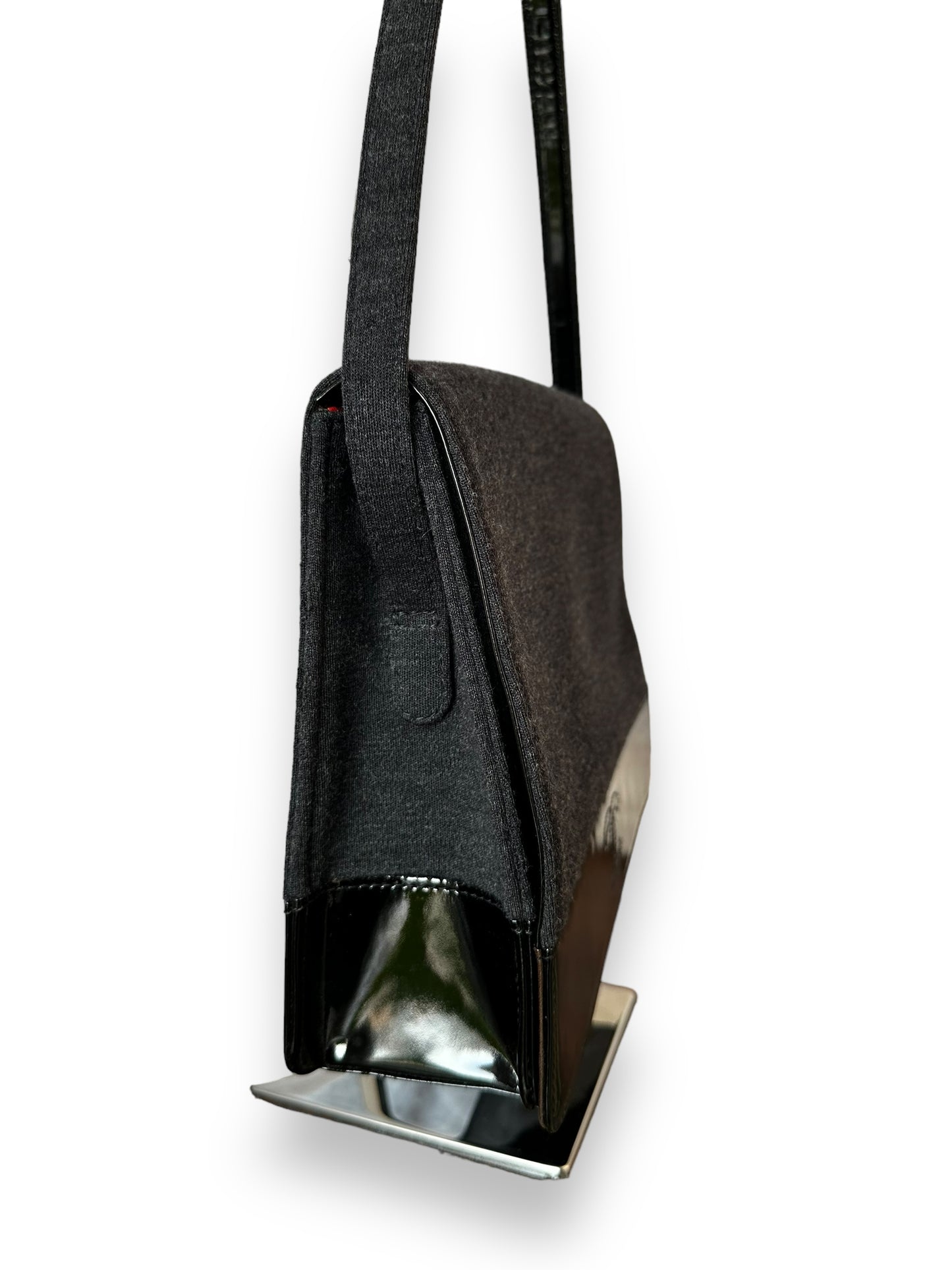 Chanel Vintage Jersey & Patent Leather Shoulder Bag