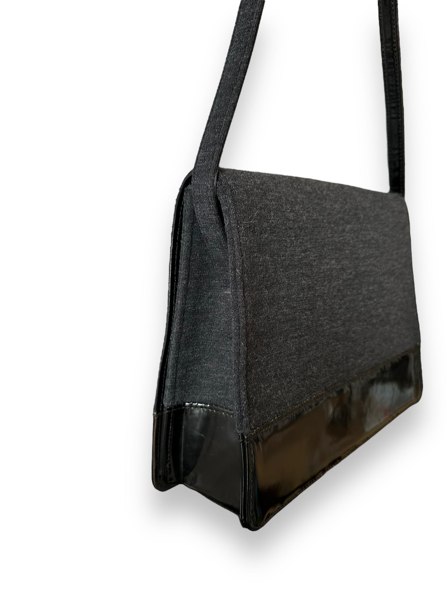 Chanel Vintage Jersey & Patent Leather Shoulder Bag