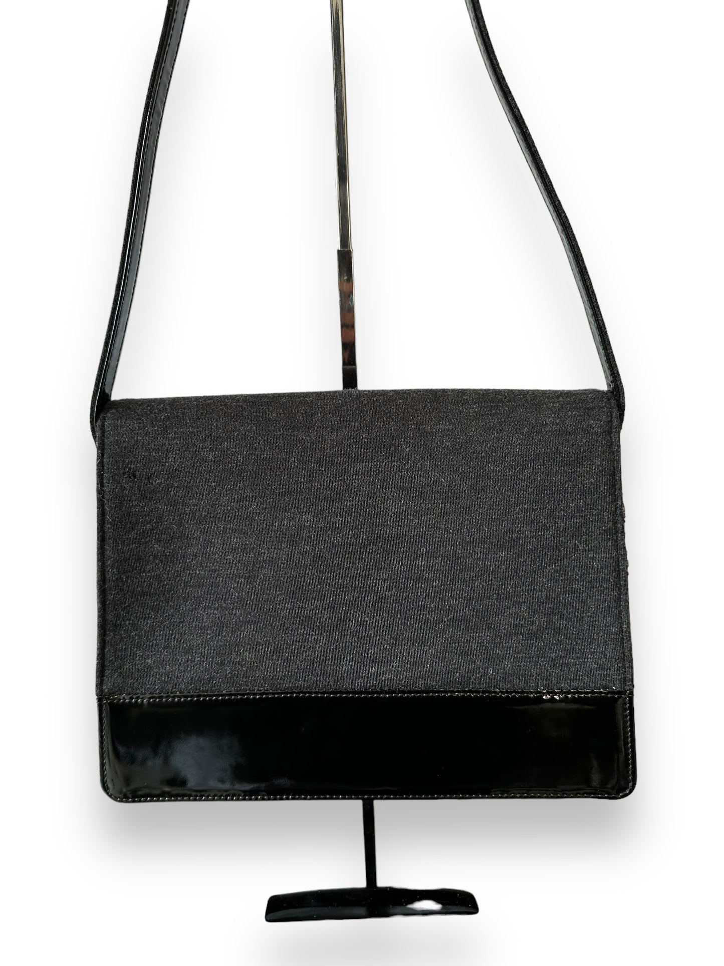 Chanel Vintage Jersey & Patent Leather Shoulder Bag
