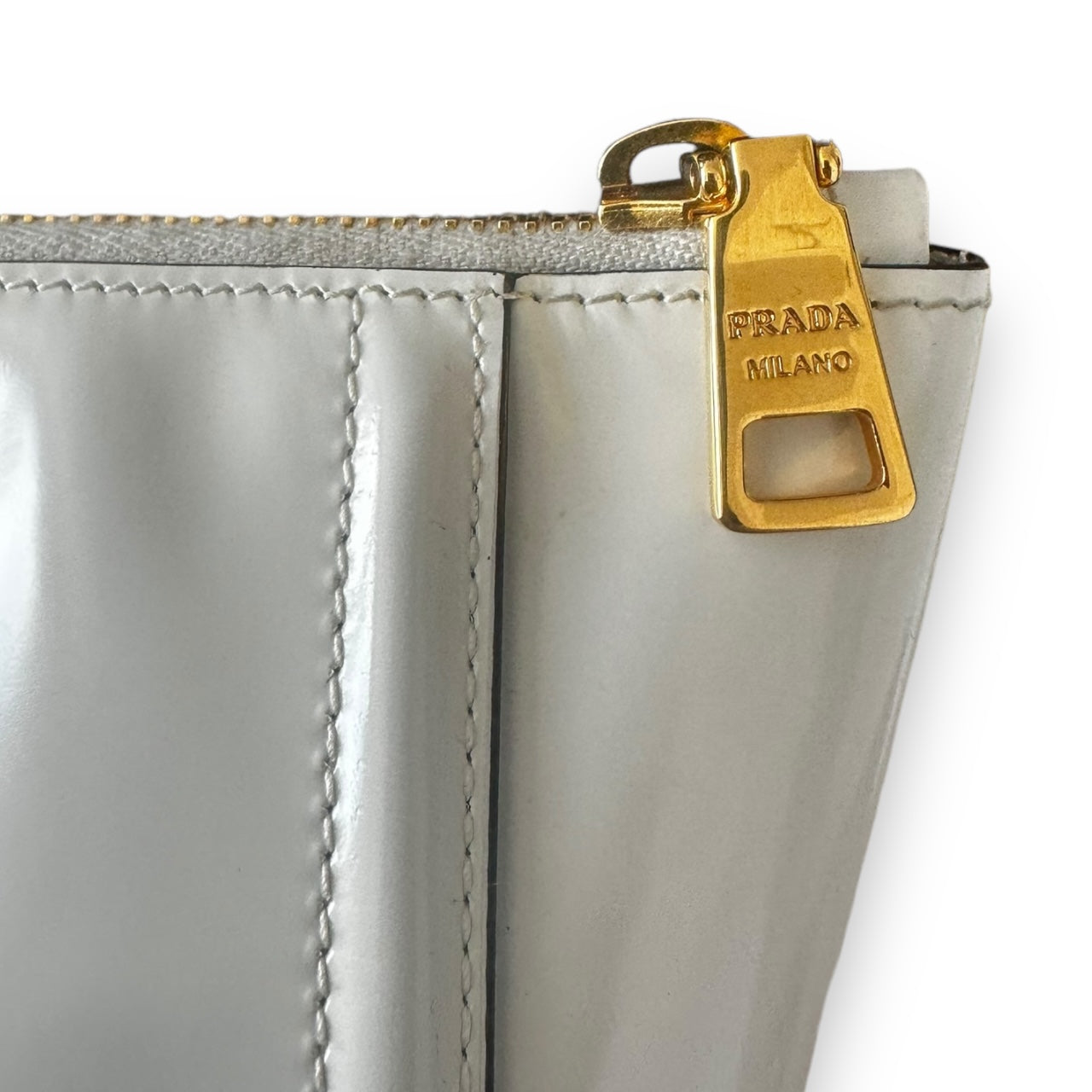 Prada White Patent Leather Pouch