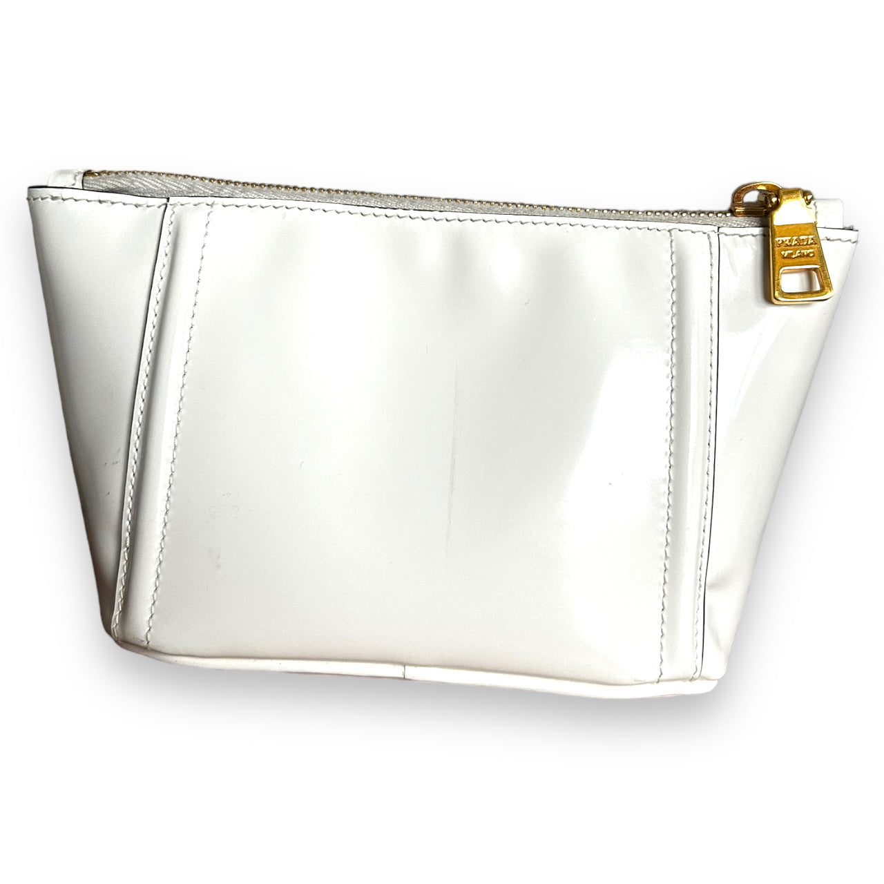Prada White Patent Leather Pouch