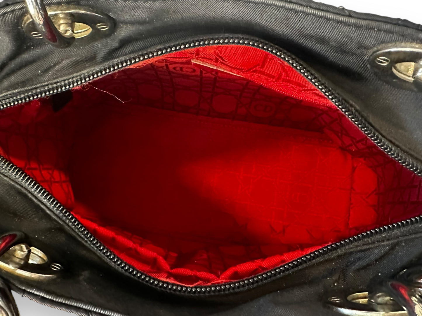 Christian Dior Vintage Lady Dior Cannage Nylon Handbag
