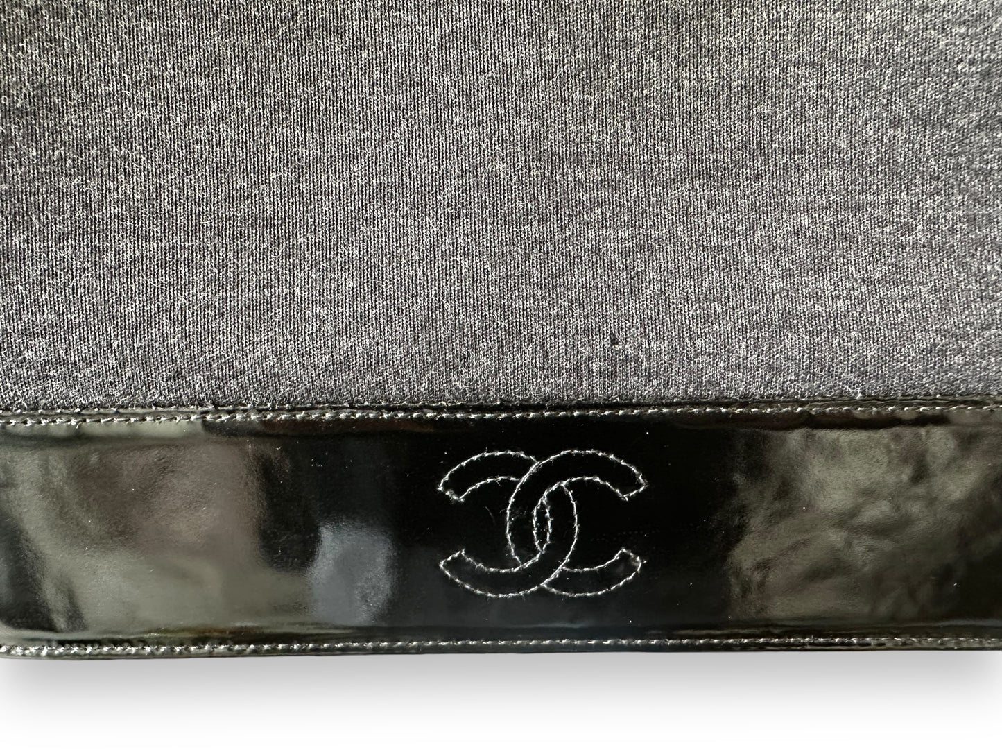 Chanel Vintage Jersey & Patent Leather Shoulder Bag