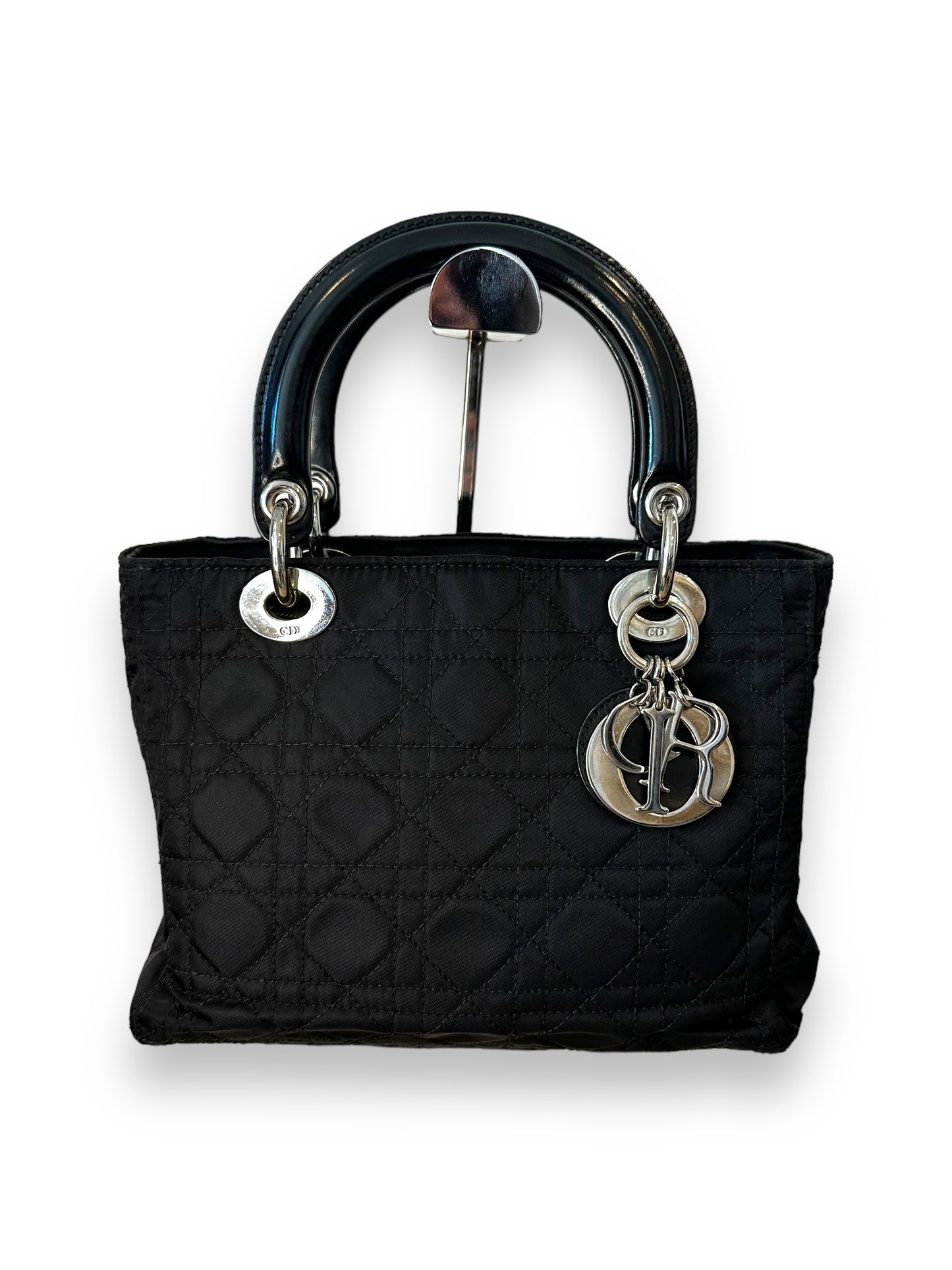 Christian Dior Vintage Lady Dior Cannage Nylon Handbag