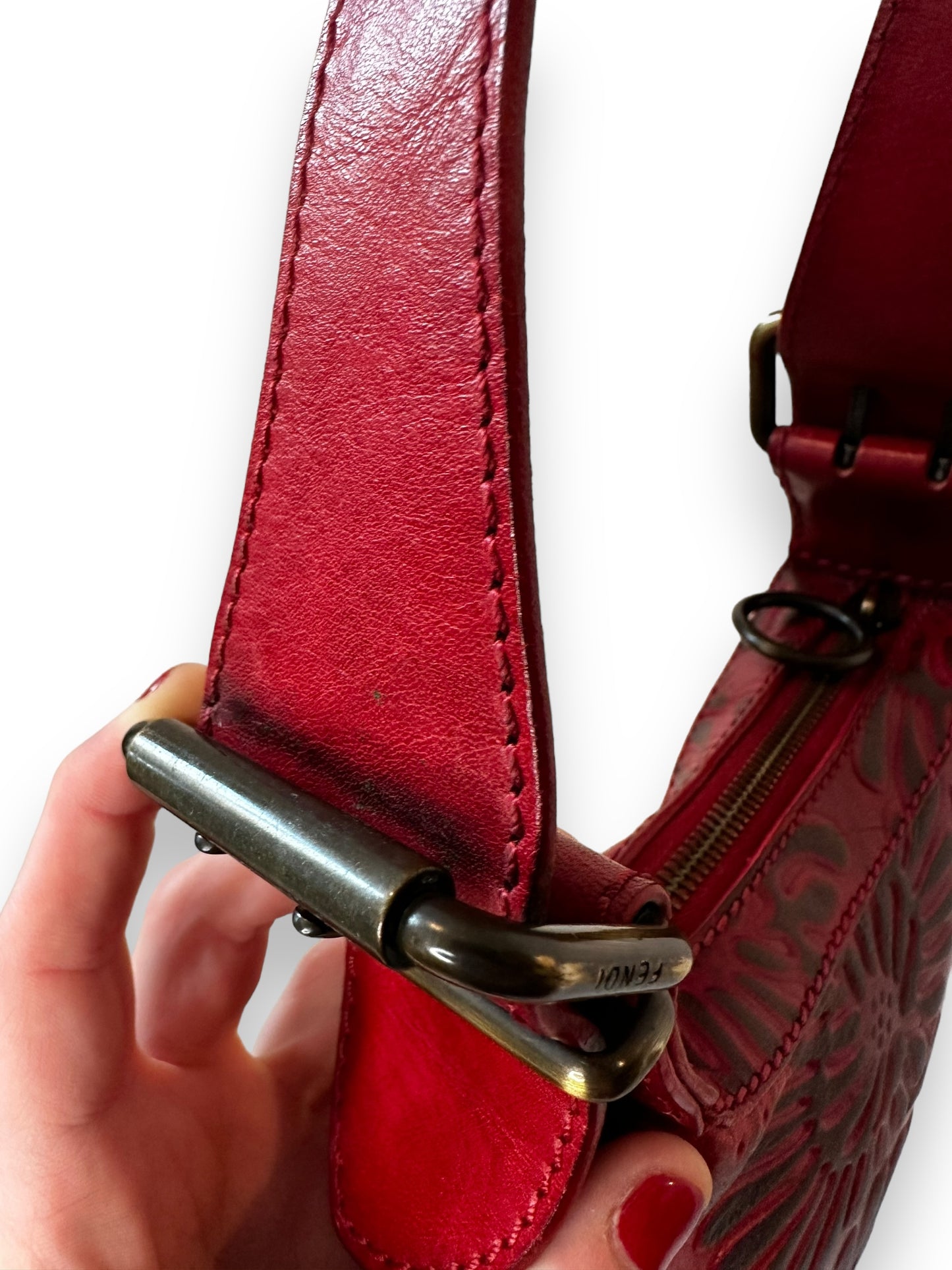 Fendi Vintage Embossed Oyster Shoulder Bag