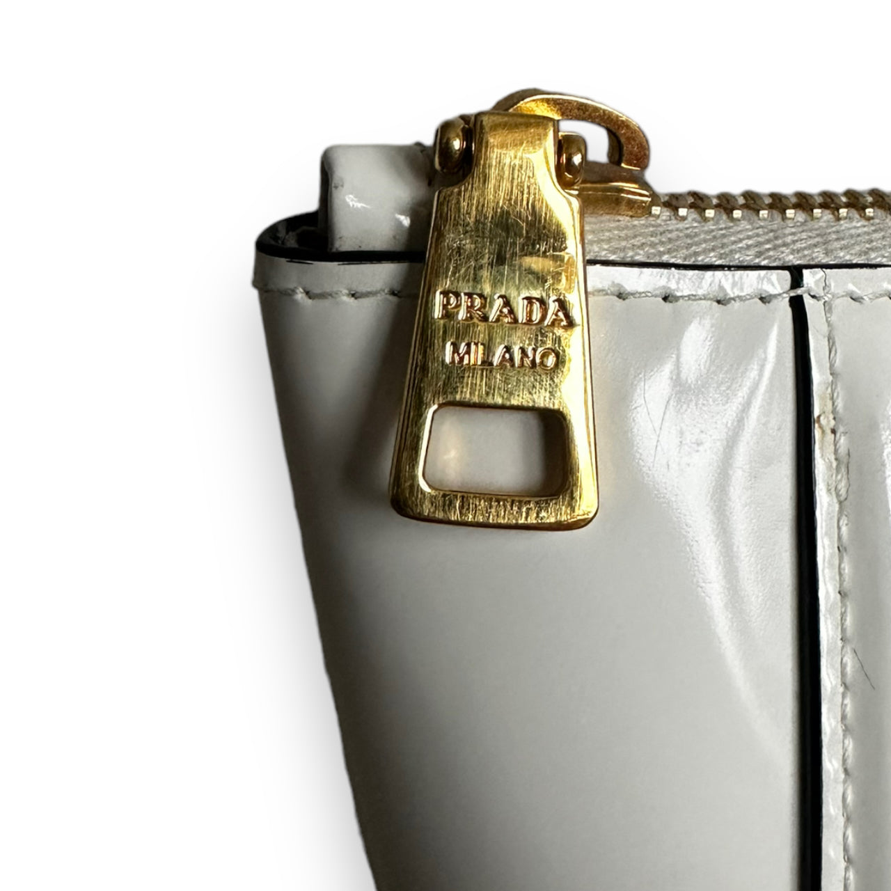 Prada White Patent Leather Pouch