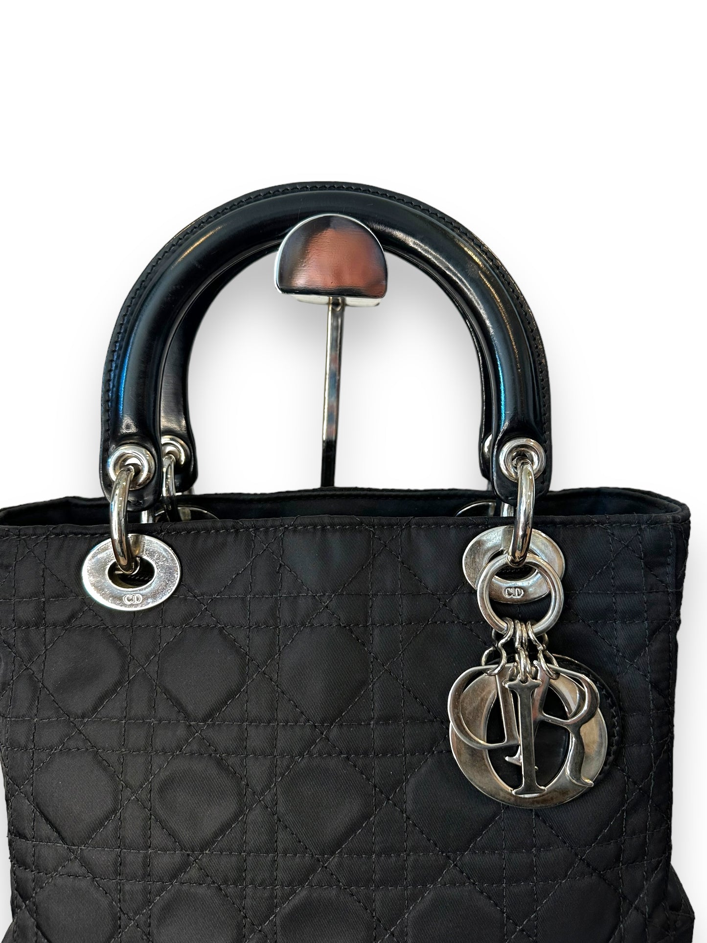 Christian Dior Vintage Lady Dior Cannage Nylon Handbag