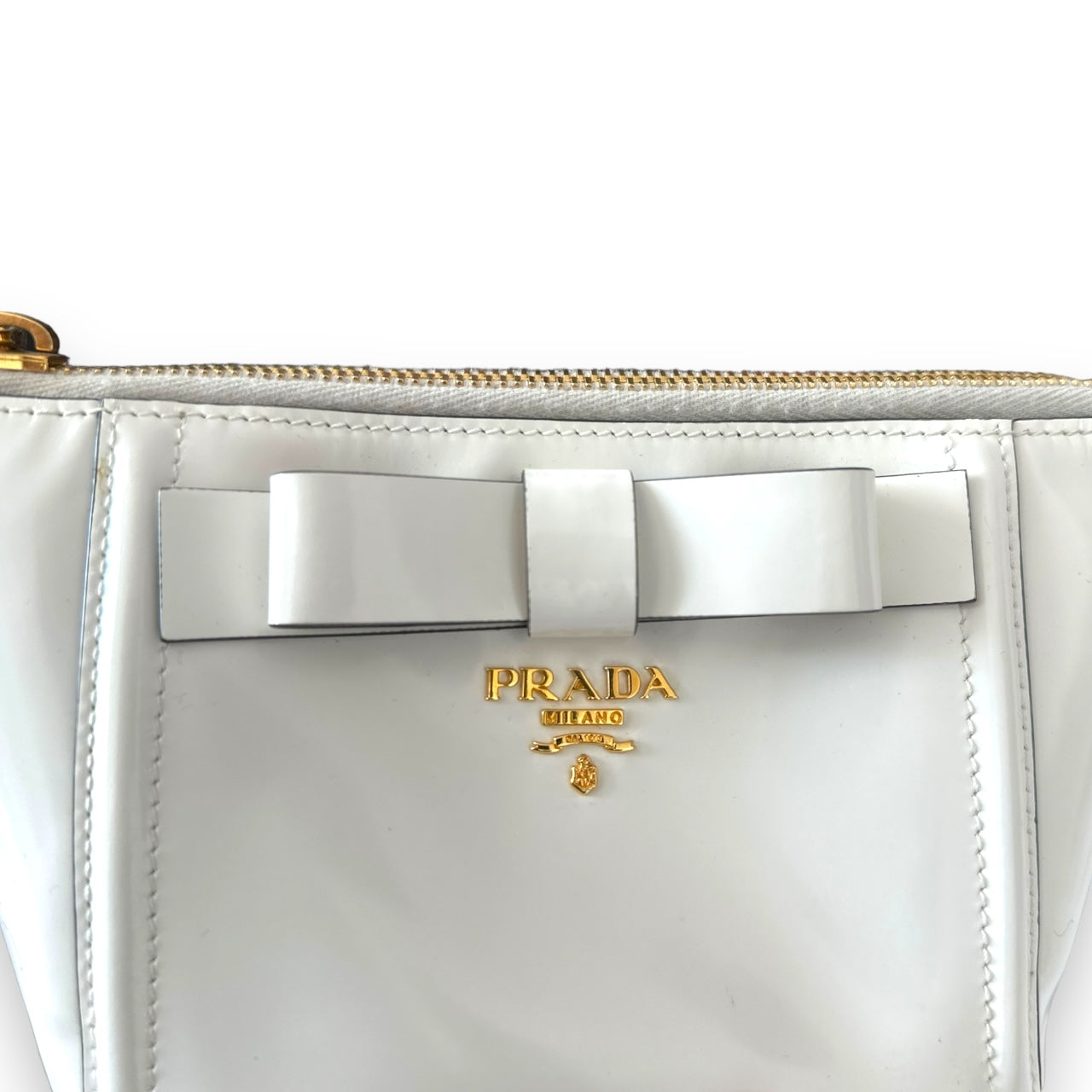Prada White Patent Leather Pouch