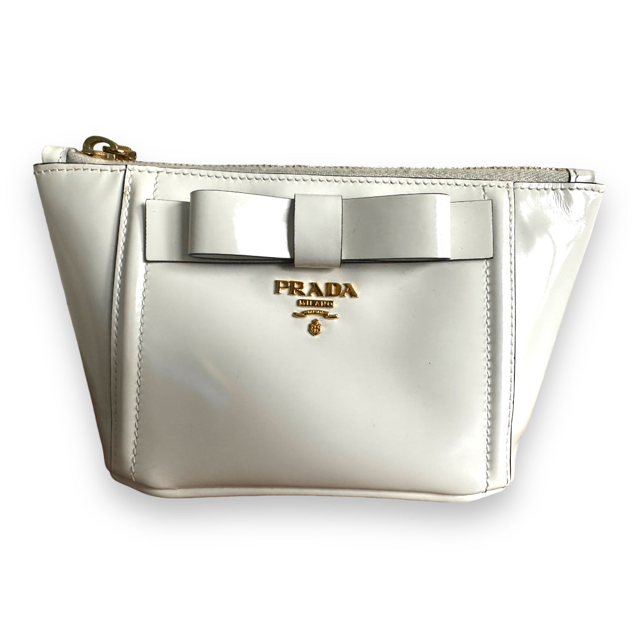 Prada White Patent Leather Pouch