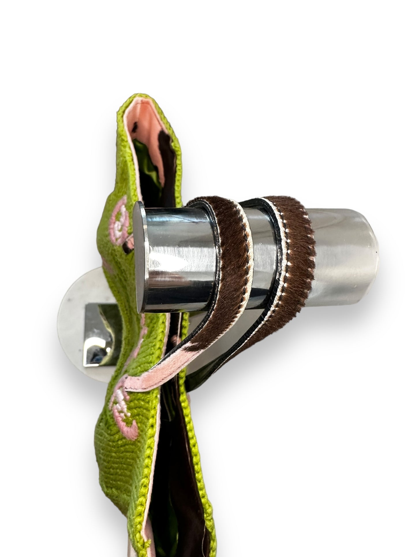 Fendi Rare Vintage Floral Knit and Cowhide Tote