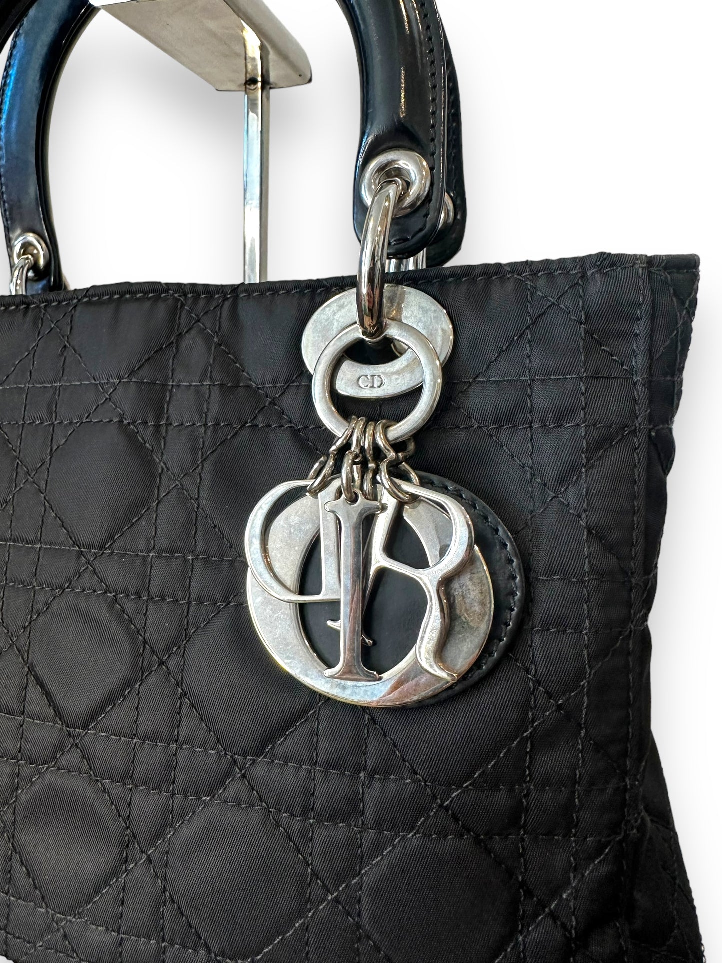 Christian Dior Vintage Lady Dior Cannage Nylon Handbag