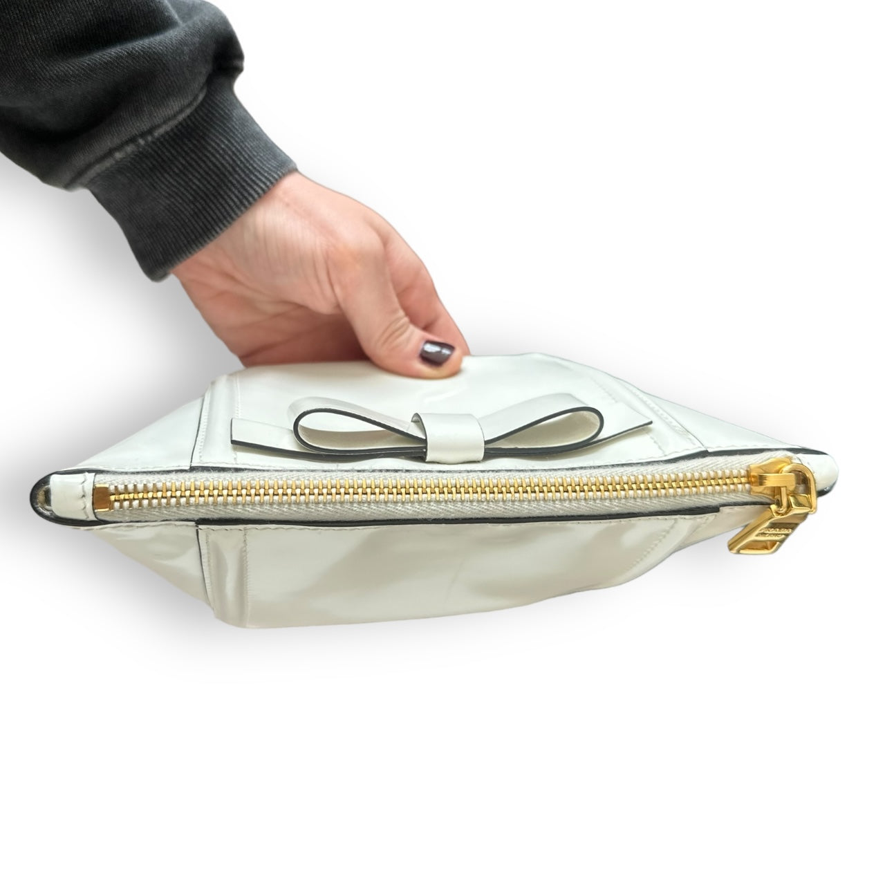 Prada White Patent Leather Pouch