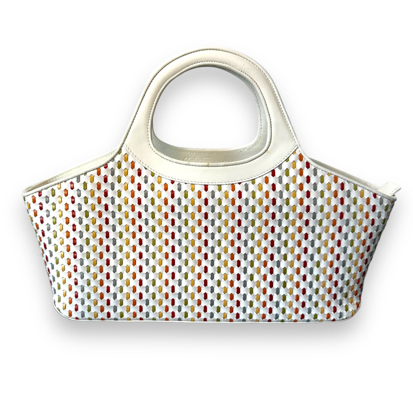 Salvatore Ferragamo Multicolor Woven Leather Handbag
