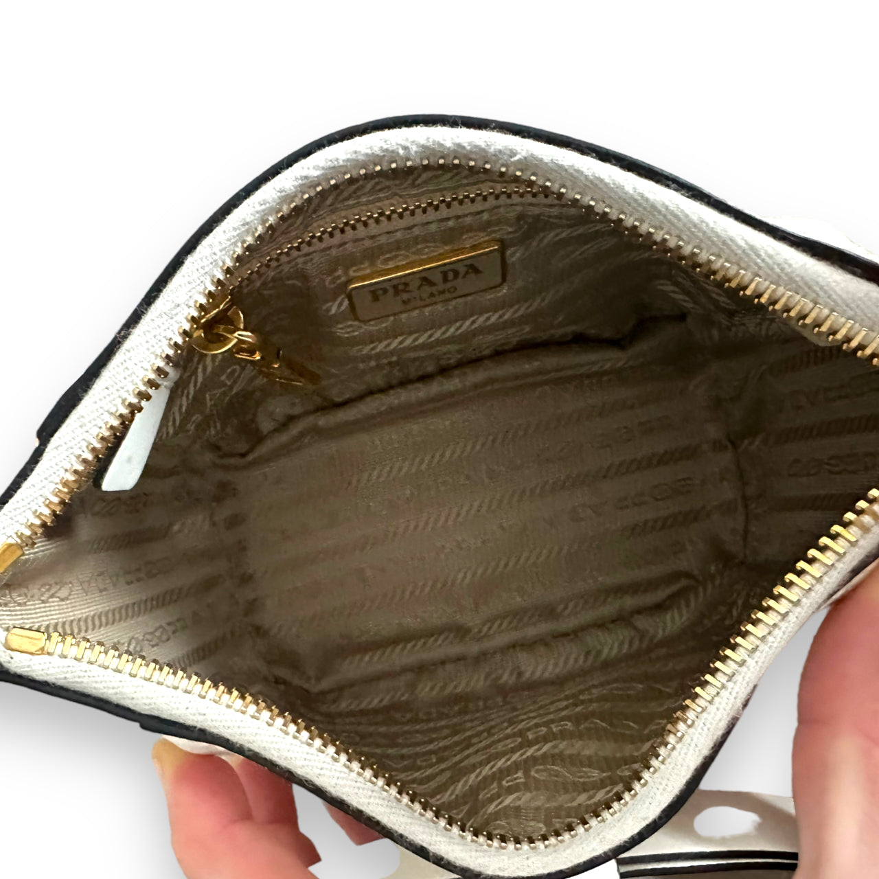 Prada White Patent Leather Pouch