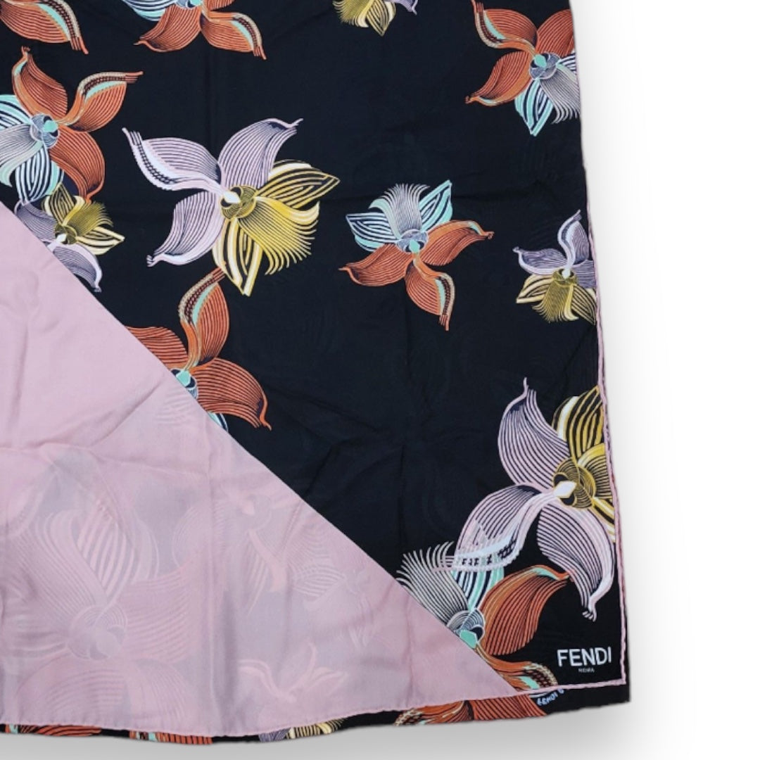 Fendi Multicolor Flora 100% Silk Scarf