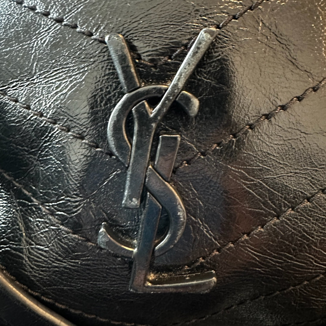 YSL Niki Quilted Crinkled-Leather Tote