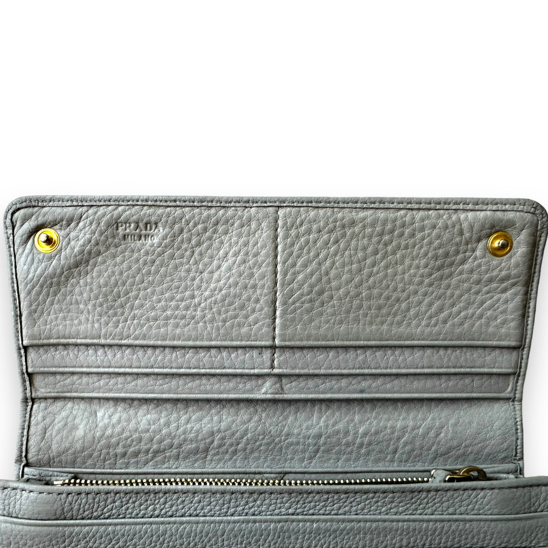 Prada Pebble Leather Long Wallet
