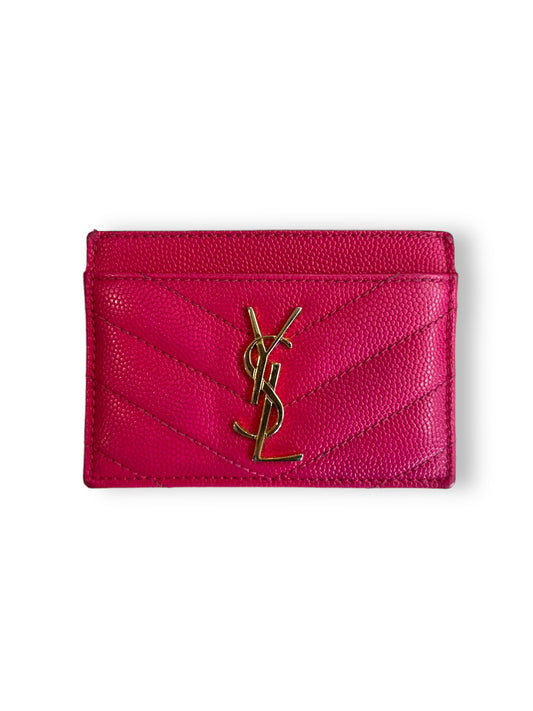 YSL Pink Grained Leather Card Holder