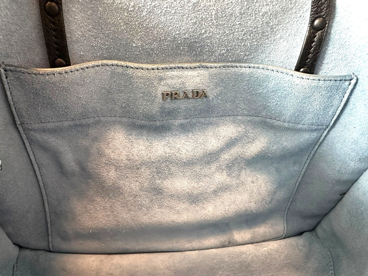 Prada Etiquette Studded Glace Calfskin Leather Shoulder Bag