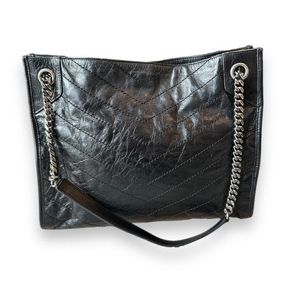 YSL Niki Quilted Crinkled-Leather Tote