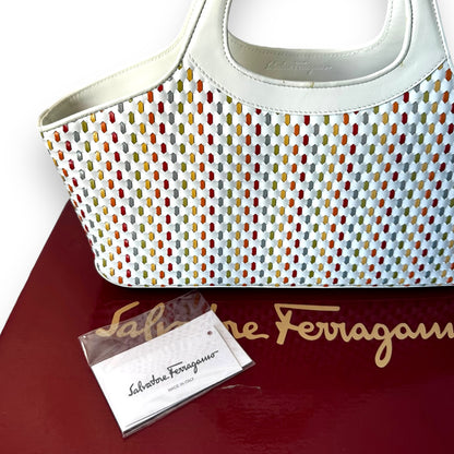 Salvatore Ferragamo Multicolor Woven Leather Handbag