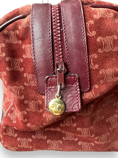 Celine Vintage Macadam Suede Boston Handbag