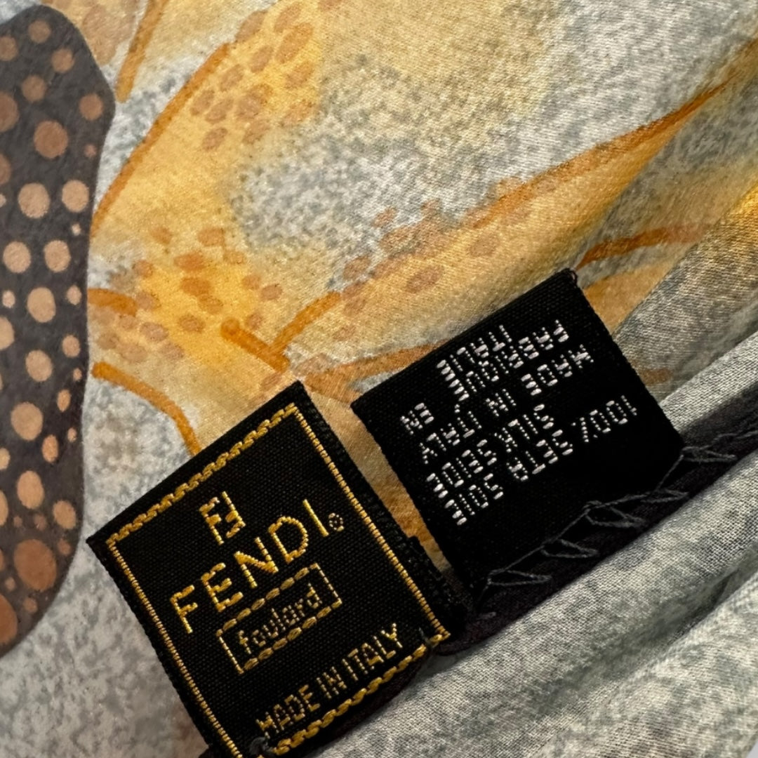 Fendi Vintage 100% Silk Fish Scarf