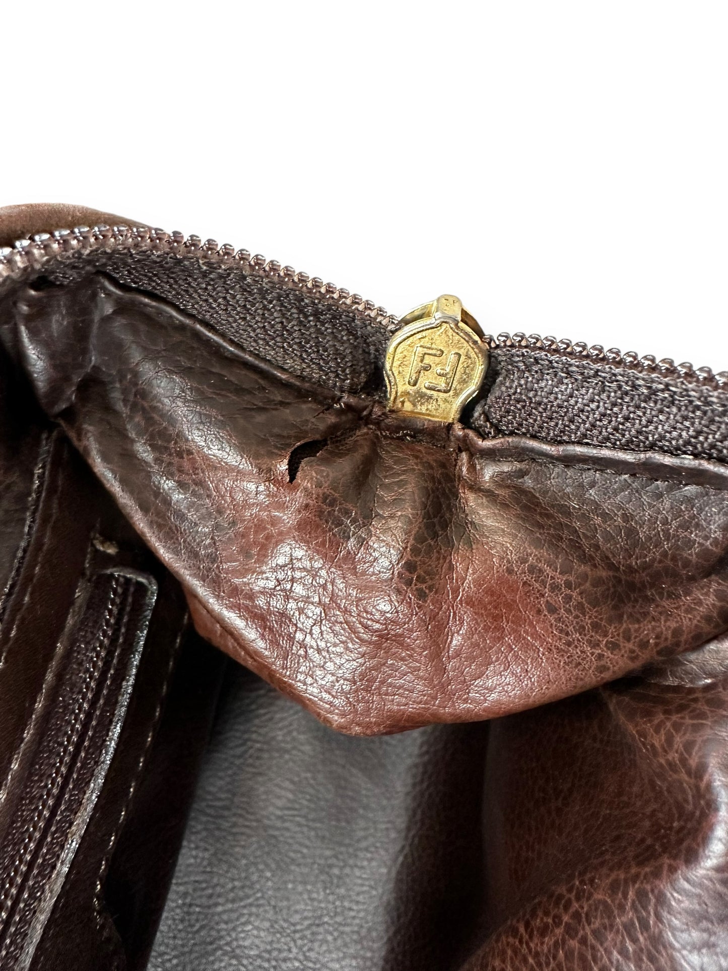 Fendi Intrecciato Mini Leather Boston 2-Way Bag