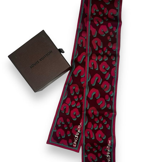 Louis Vuitton Leopard 100% Silk Twilly