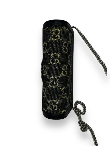 Gucci Jacquard Black Denim GG Monogram Super Mini Dionysus Crossbody
