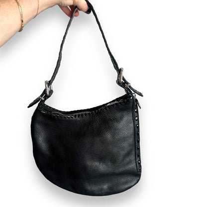 Fendi Leather Stitched Oyster Shoulder Bag
